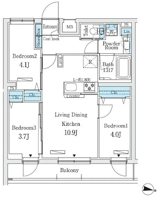 Prime Bliss Nakano Fujimicho I - Floor Plan - ["White", "Diagram", "Plan"]