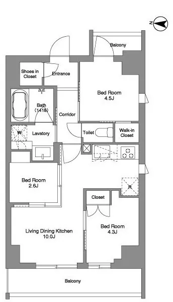 BPR Residence Higashi Nippori - Floor Plan - ["White", "Diagram", "Plan"]