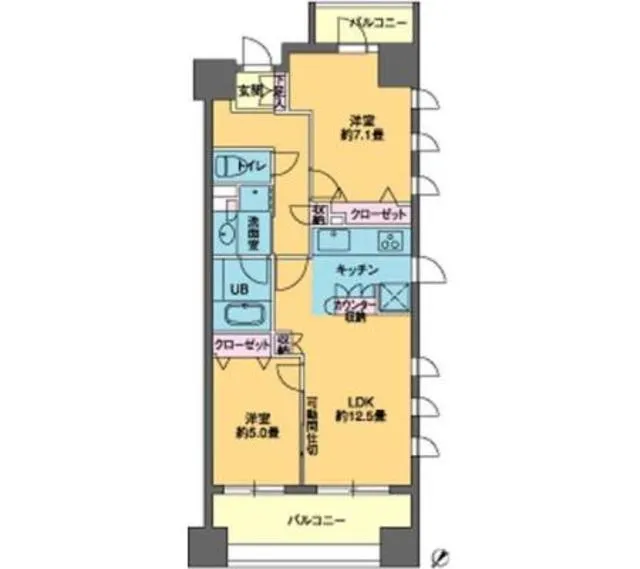 Park Cube Nihombashi Suitengumae - Floor Plan - ["Yellow", "Line", "Parallel"]