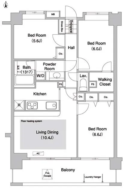 Comforia Shimo-Ochiai - Floor Plan - ["White", "Diagram", "Floor plan"]