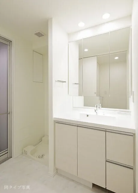 Comforia Akasaka - Interior - ["Mirror", "Bathroom cabinet", "Tap"]