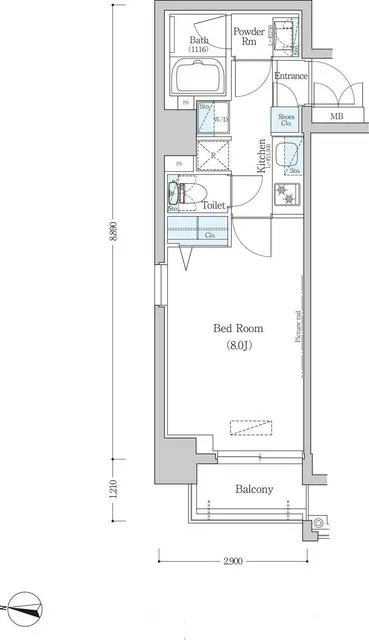 Urbanex Kiyosumi Shirakawa II WEST Building - Floor Plan - ["Rectangle", "Font", "Parallel"]
