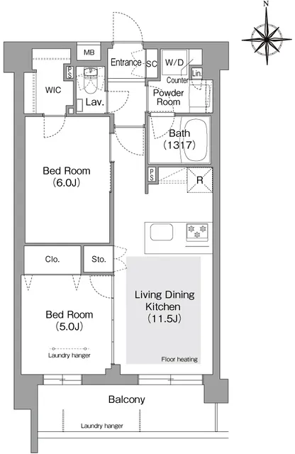 Comforia Liv Bunkyo Gokokuji - Floor Plan - ["White", "Diagram", "Floor plan"]