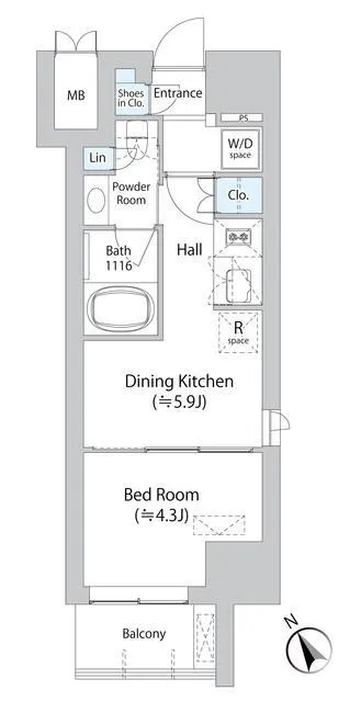 Milia Residence Asakusabashi II - Floor Plan - ["Rectangle", "Parallel", "Font"]
