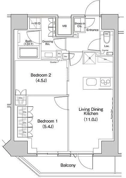 The Park Habio Nakano Fujimicho Garden - Floor Plan - ["Rectangle", "Font", "Parallel"]