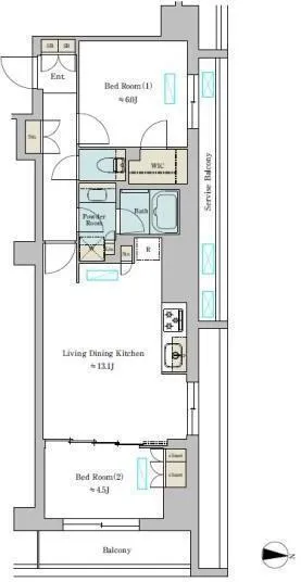 Brillia Ist Ikejiri-Ohashi - Floor Plan - ["Diagram", "Floor plan", "Plan"]