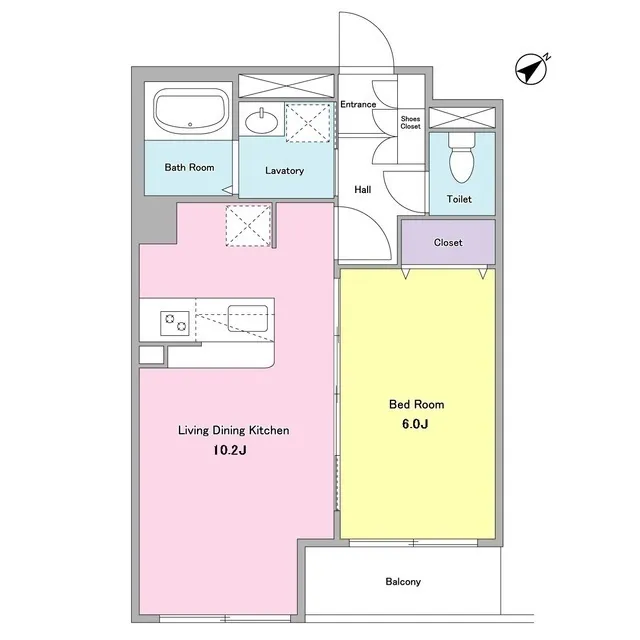 NTPR Residence Oimachi - Floor Plan - ["Rectangle", "Parallel", "Font"]