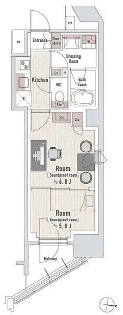 TRACK Shibuya Honmachi - Floor Plan - ["White", "Floor plan", "Technical drawing"]