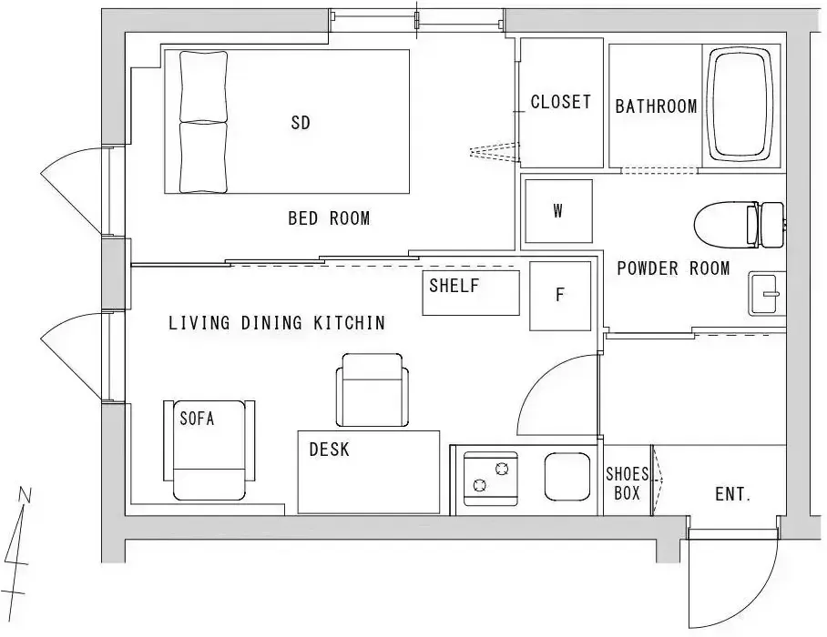 Hmlet Shinjuku Wakamatsucho - Floor Plan - ["White", "Diagram", "Plan"]