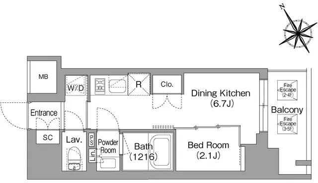 Baus Flats Kuramae - Floor Plan - ["White", "Diagram"]
