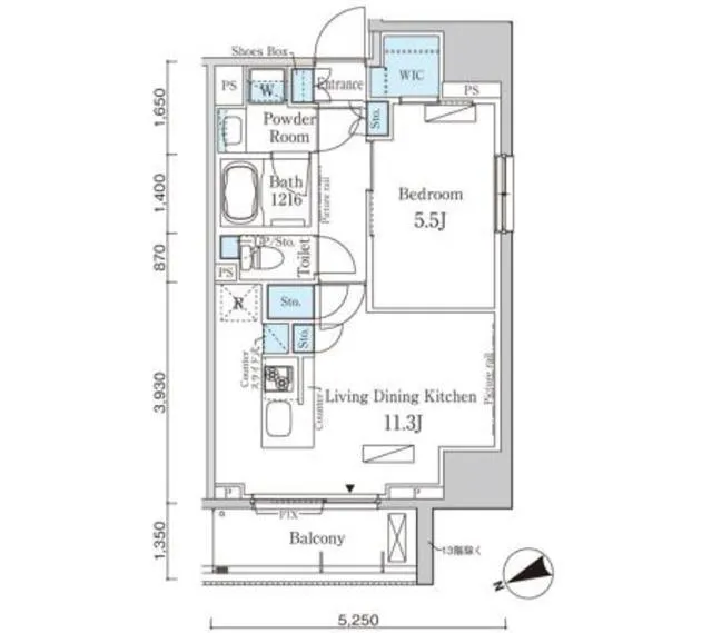 Park Axis Asakusa Kuramae - Floor Plan - ["Floor plan", "Plan", "Diagram"]