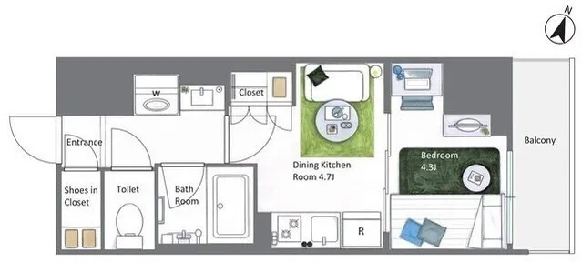 AIFLAT Wakamatsu Kawada - Floor Plan - ["Wood flooring"]