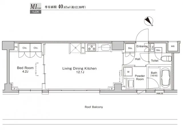 Proud Flat Togoshi Park - Floor Plan - ["Rectangle", "Font", "Slope"]