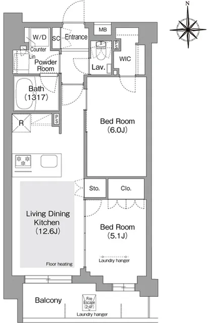 Comforia Liv Bunkyo Gokokuji - Floor Plan - ["White", "Diagram", "Plan"]