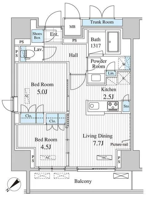 Cerio Ochiai Higashi-Nakano - Floor Plan - ["Rectangle", "Schematic", "Font"]
