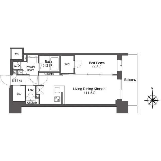 Comforia Higashi-Shinjuku - Floor Plan - ["Rectangle", "Parallel", "Font"]